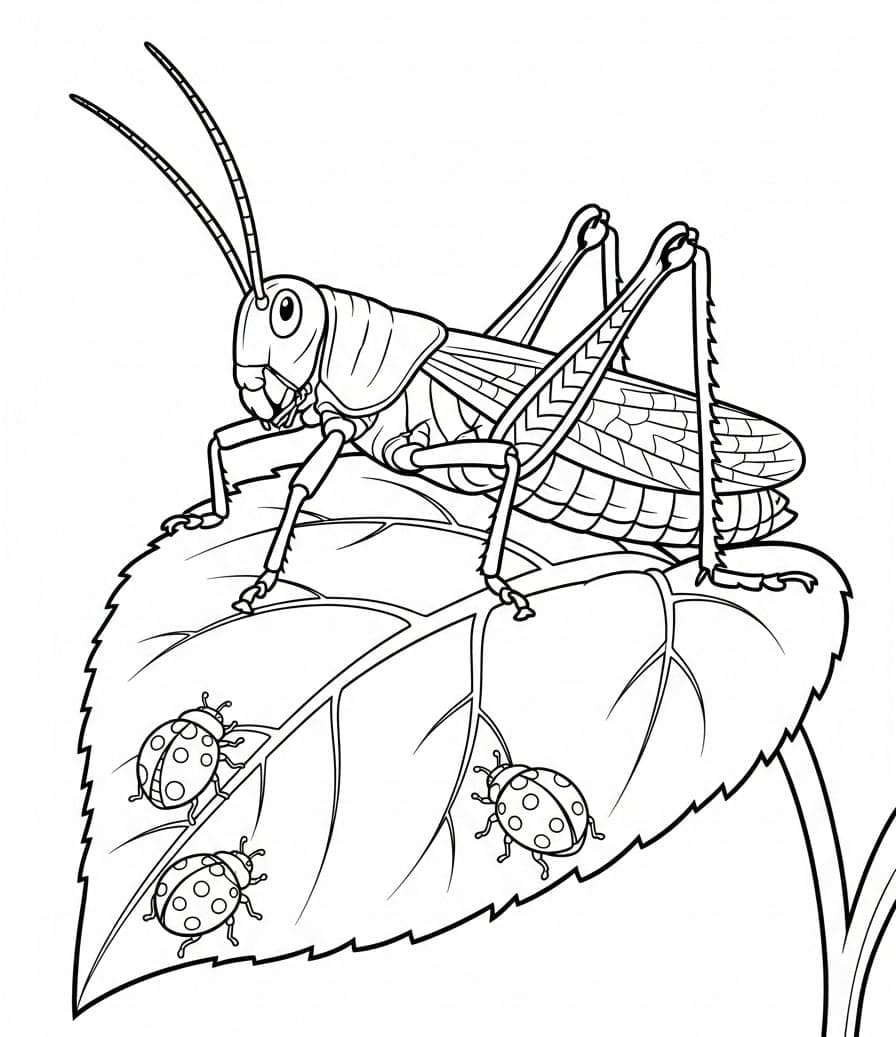 ระบายสี ตั๊กแตนและเต่าทอง