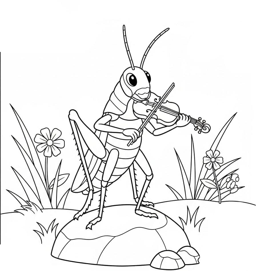 ระบายสี ตั๊กแตนเล่นไวโอลิน