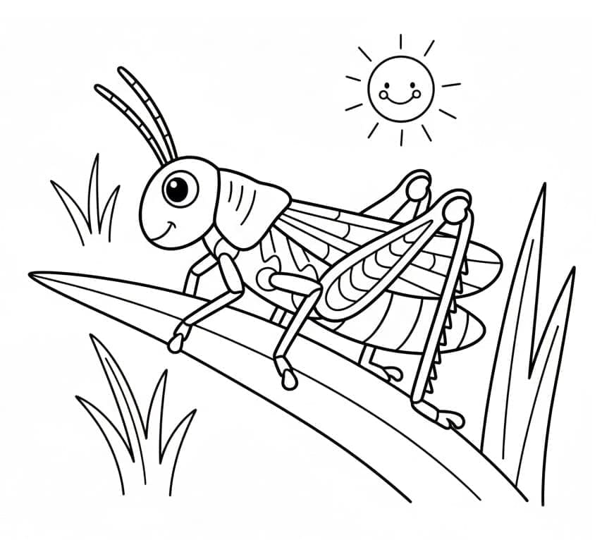 ระบายสี ตั๊กแตนมีความสุข