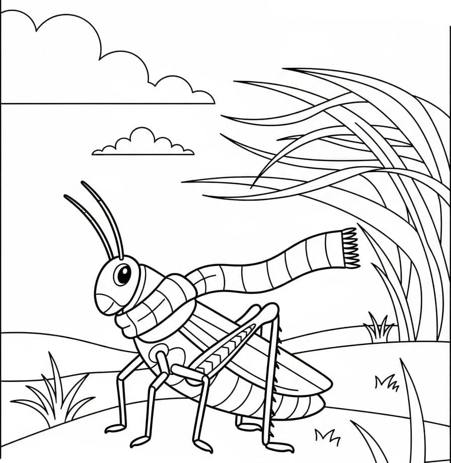 ระบายสี ตั๊กแตนสวมผ้าพันคอ