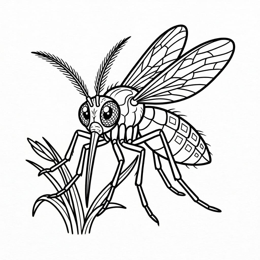 ระบายสี ยุงเกาะหญ้า