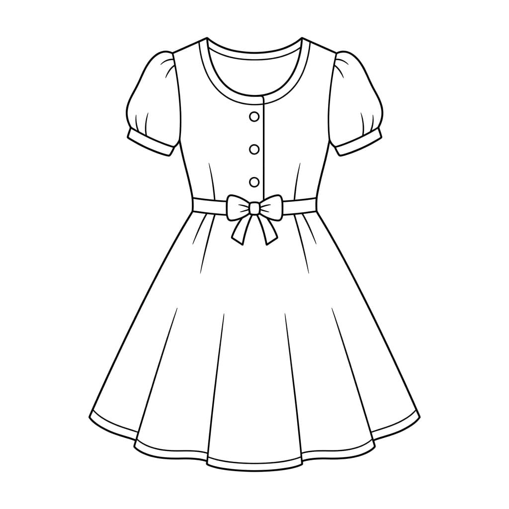 ระบายสี ชุดเดรสแขนพองน่ารัก