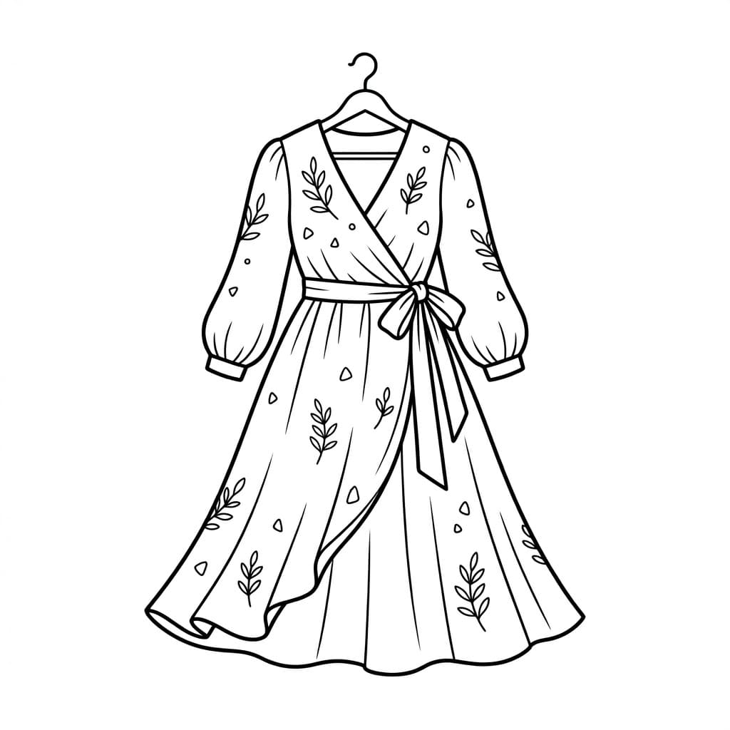 ระบายสี ชุดเดรสแขนยาวหรู