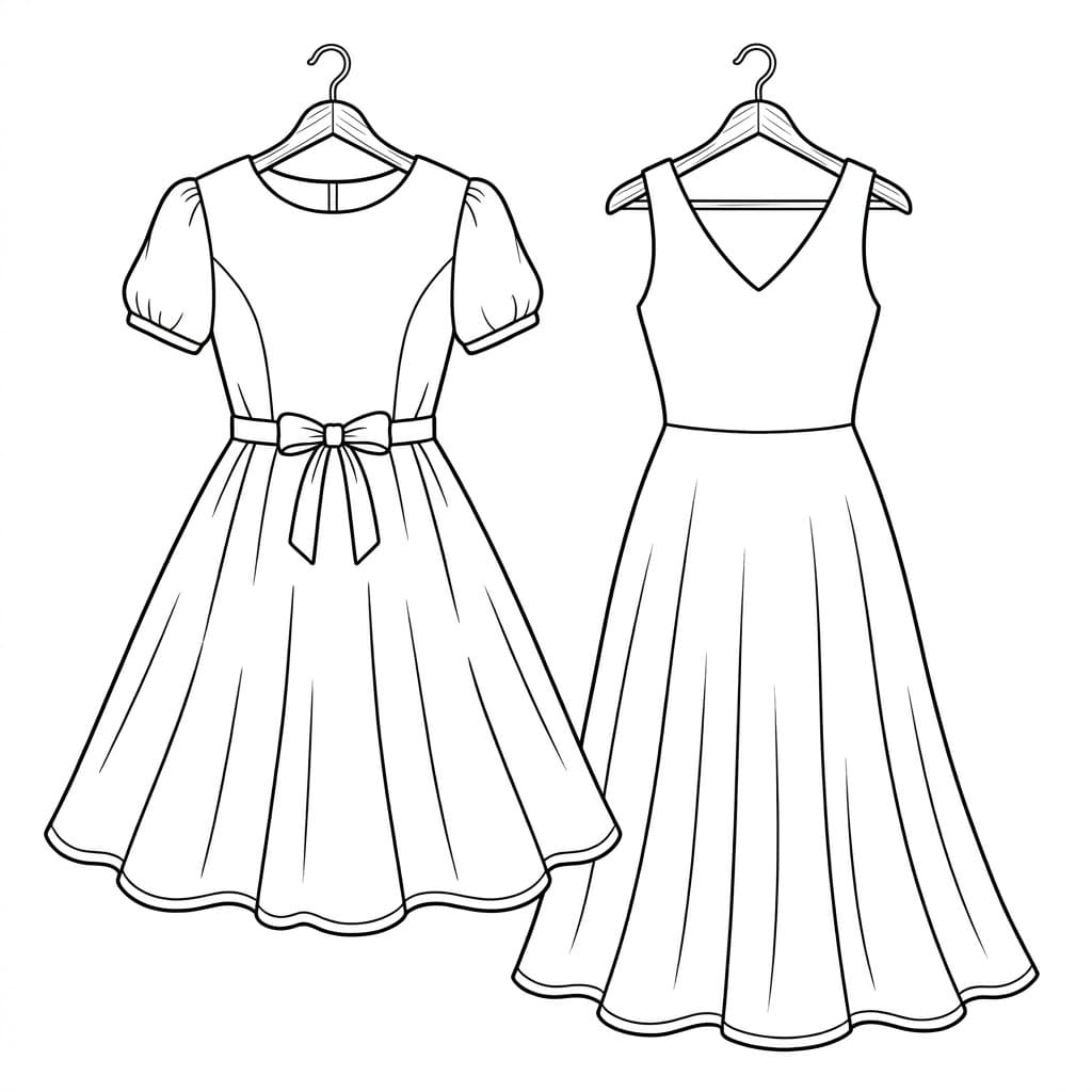 ระบายสี ชุดเดรสคู่สไตล์คลาสสิก