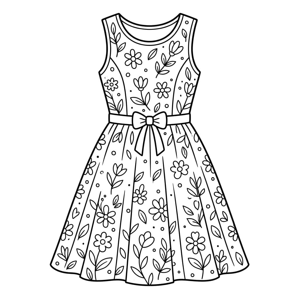 ระบายสี ชุดเดรสลายดอกไม้แนววินเทจ