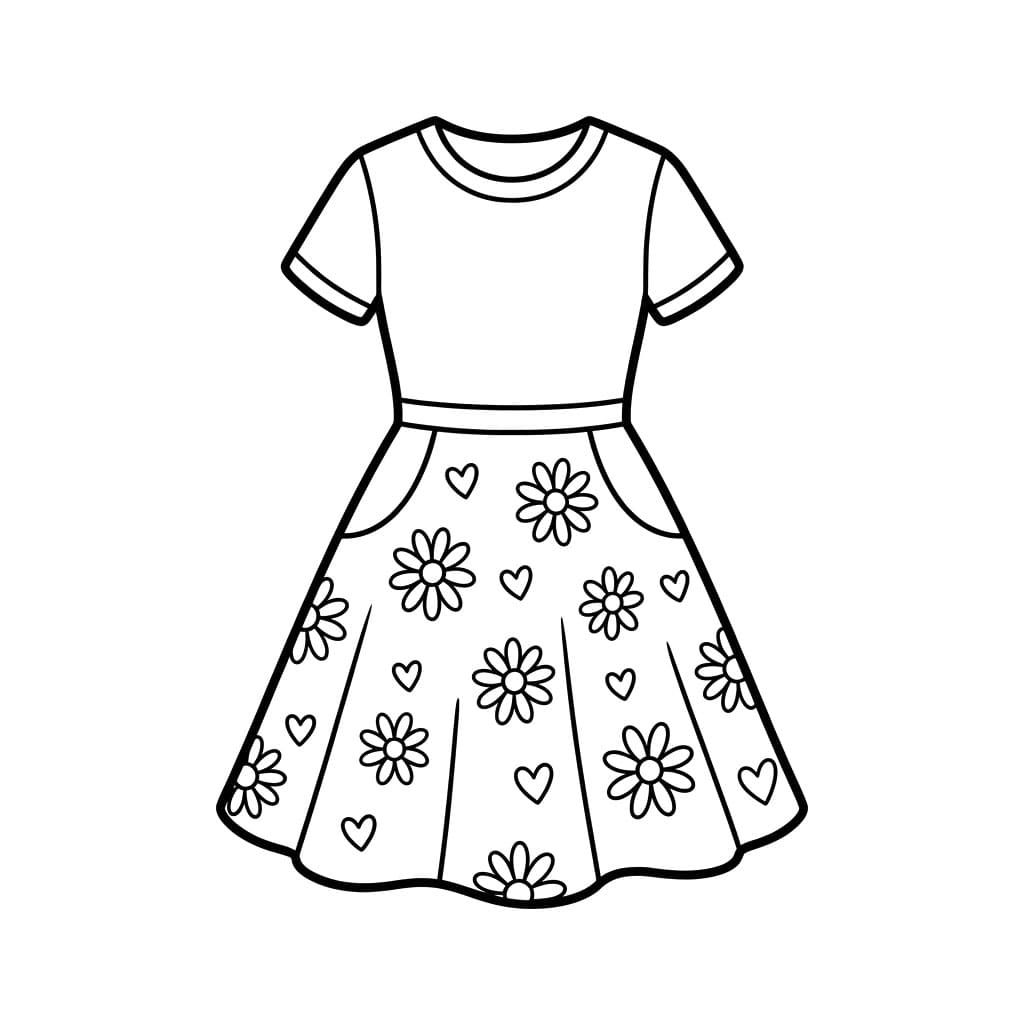 ระบายสี ชุดเดรสลายดอกไม้สดใส