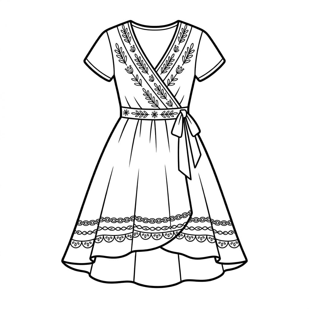 ระบายสี ชุดเดรสผูกเอวลายสวย