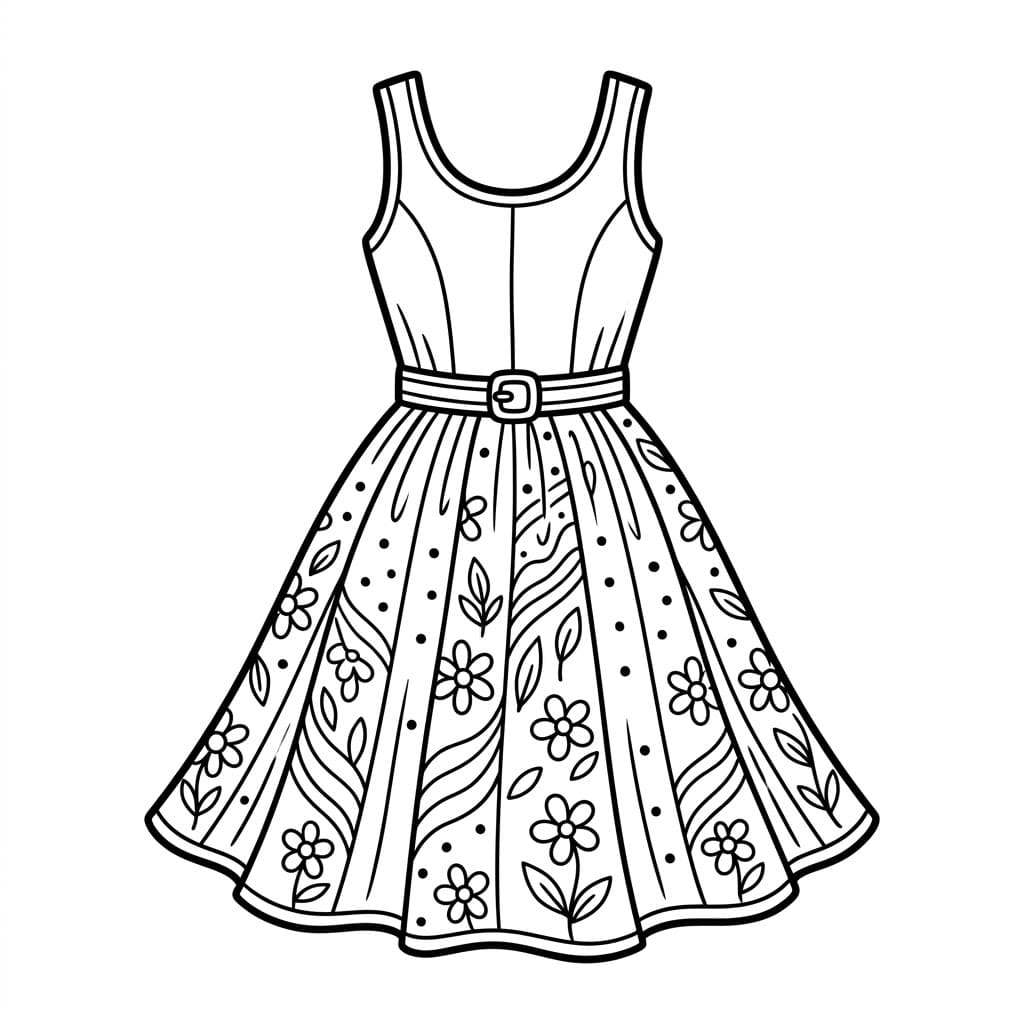 ระบายสี ชุดเดรสสายเดี่ยวลายดอก