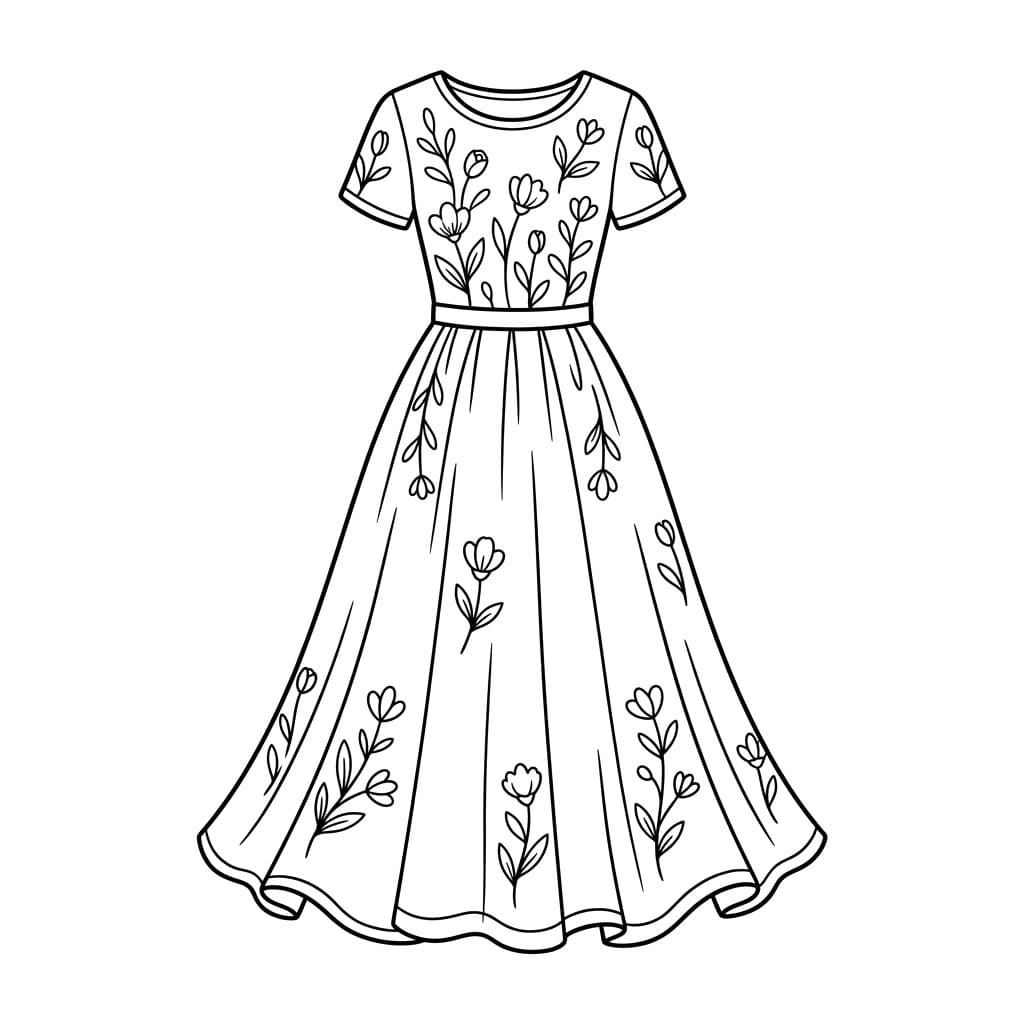 ระบายสี ชุดเดรสยาวลายหวาน