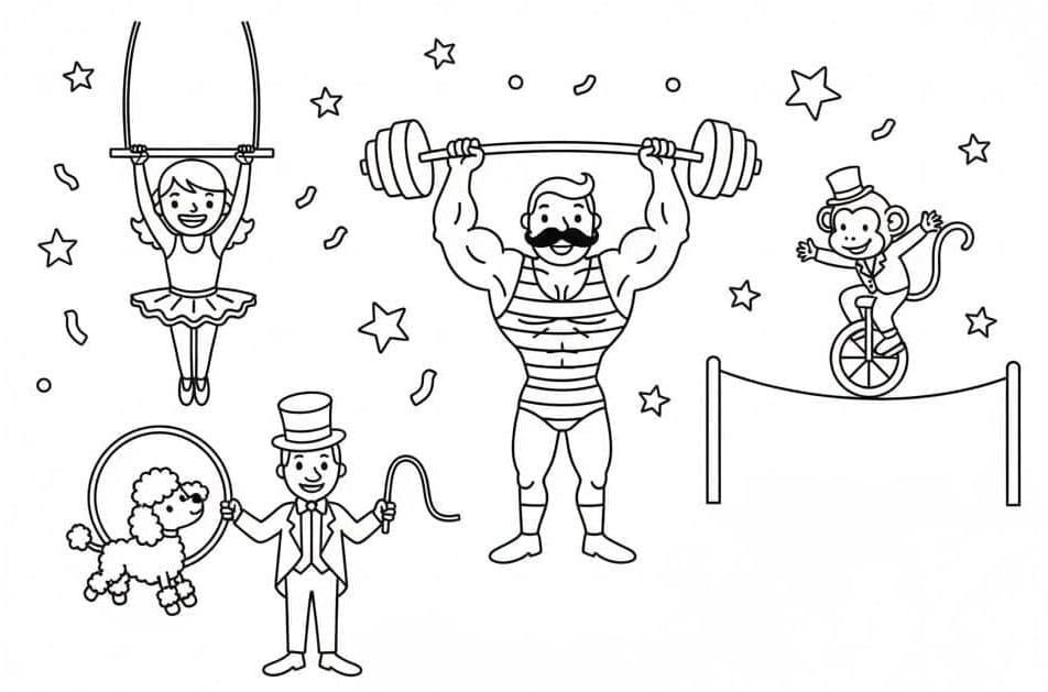 ระบายสี การแสดงกายกรรมคนแข็งแรง