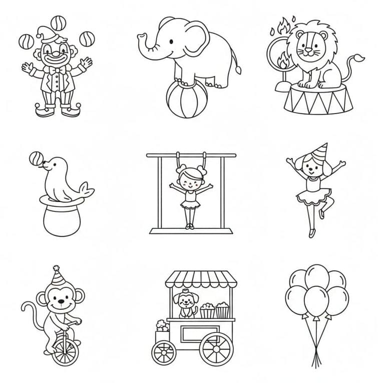 ระบายสี การแสดงละครสัตว์สุดตระการตา