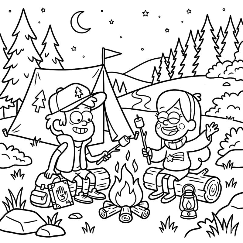 ระบายสี การตั้งแคมป์ของเมเบลและดิปเปอร์