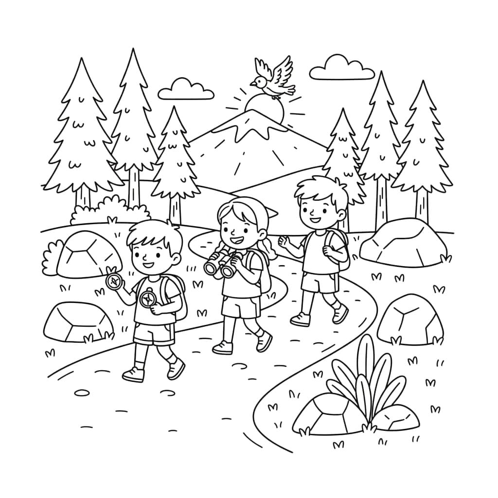 ระบายสี การตั้งแคมป์และการเดินป่า