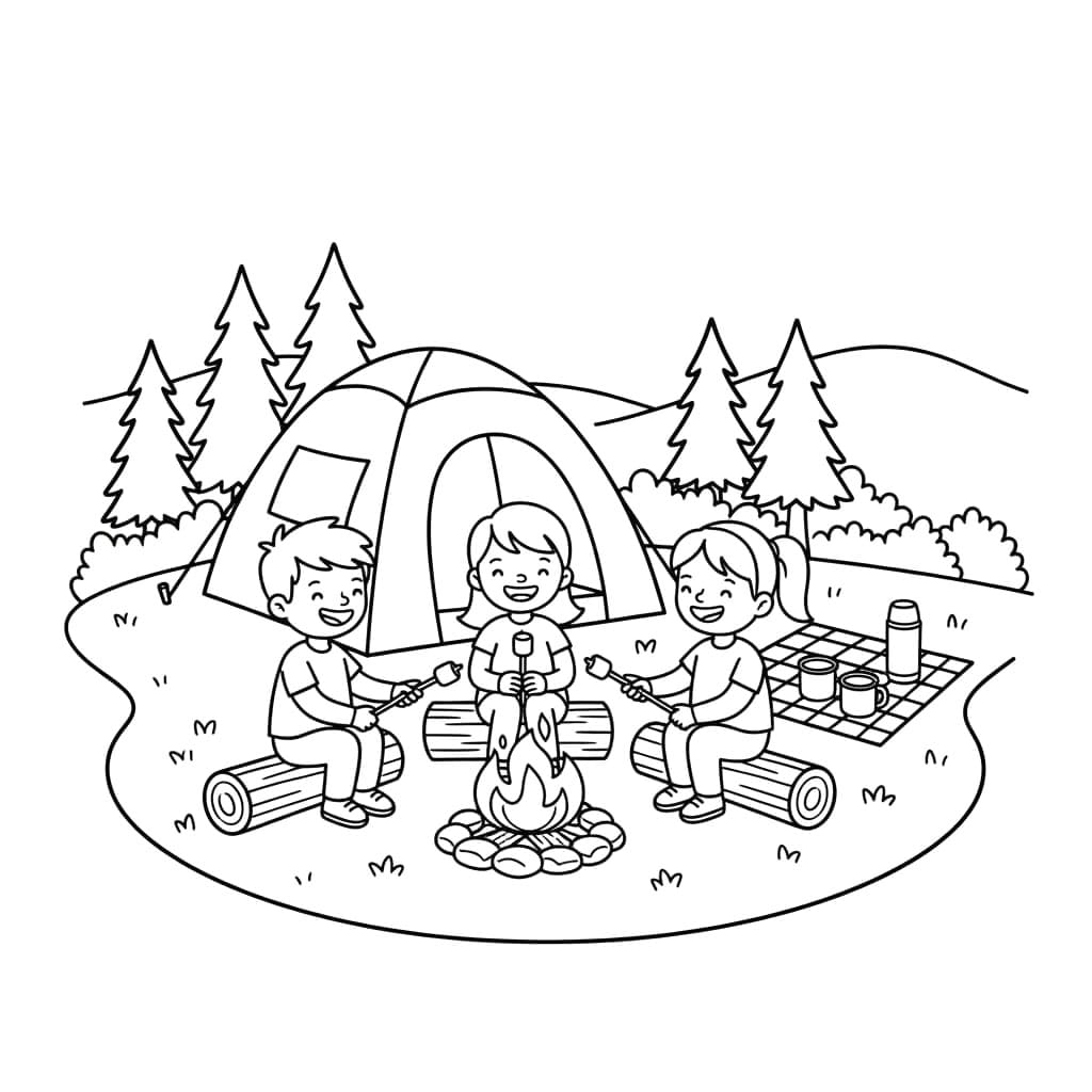 ระบายสี การตั้งแคมป์เพื่อพิมพ์