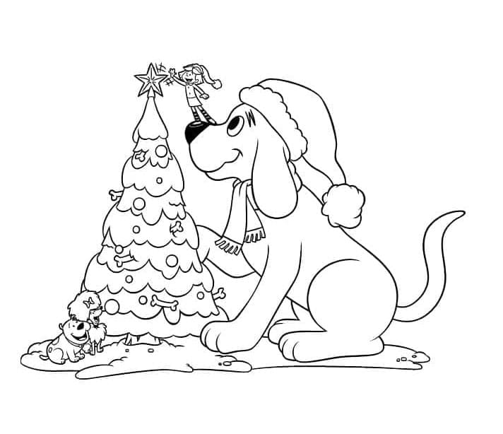 ระบายสี คลิฟฟอร์ดกับต้นคริสต์มาส