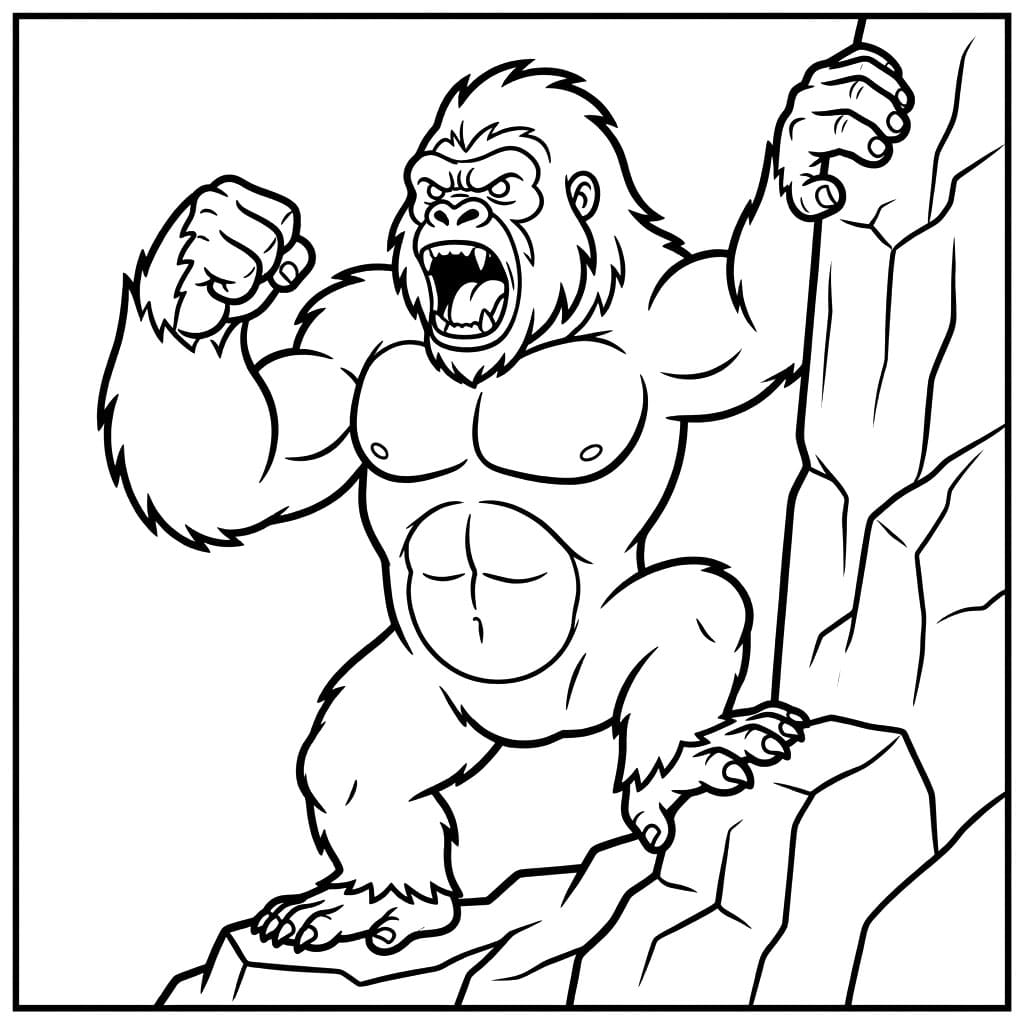 ระบายสี คิงคองยืนบนหิน