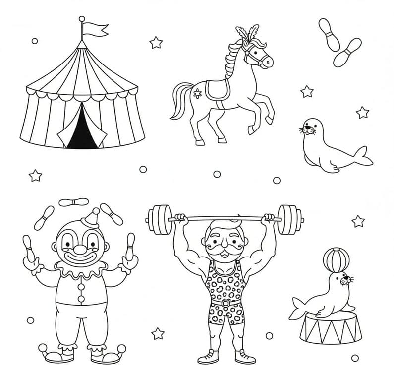 ระบายสี คณะละครสัตว์ทรงพลัง