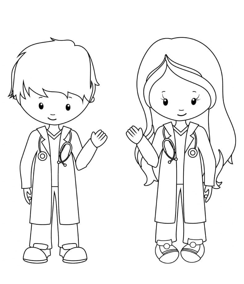 ระบายสี คุณหมอและพยาบาลน่ารัก