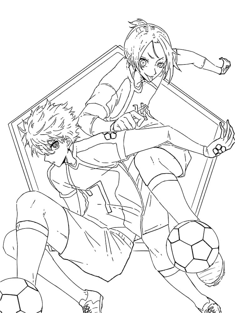 ระบายสี มิคาเงะ เระโอะ และ เซอิชิโระ นางิ จาก ขังดวลแข้ง