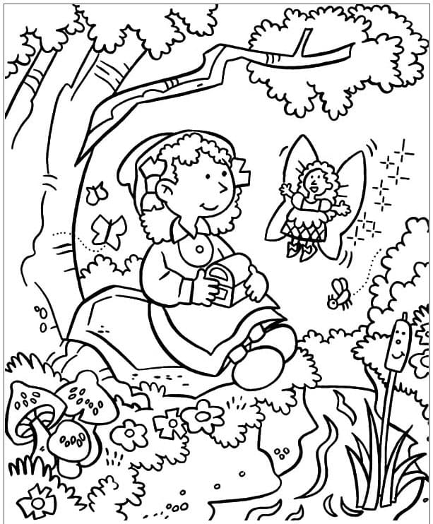 ระบายสี นางฟ้ามอบหีบสมบัติในสวน