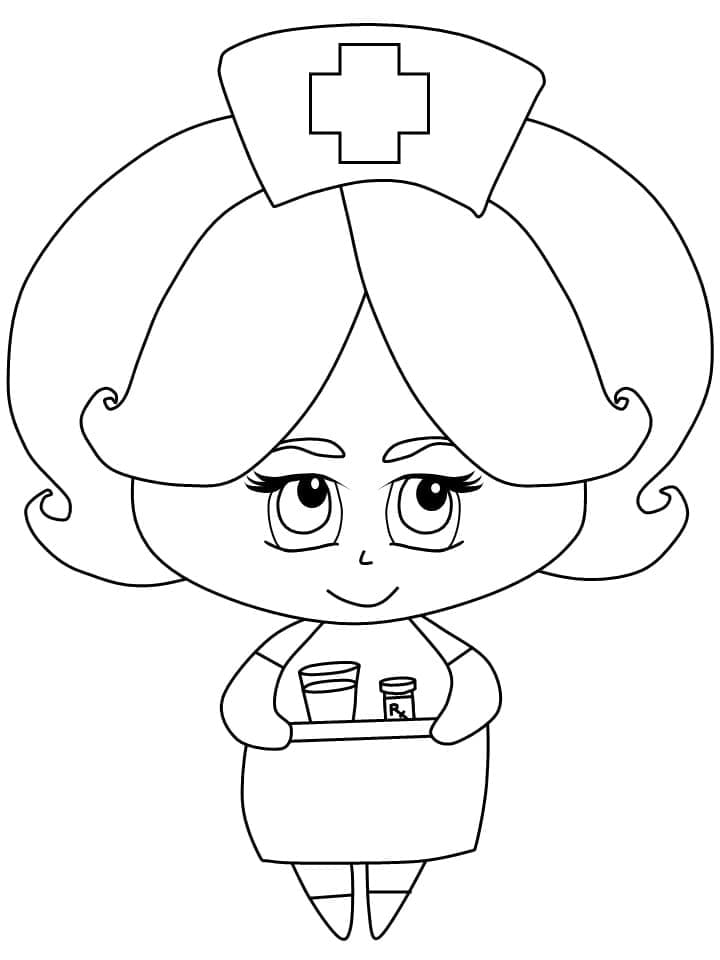 ระบายสี ภาพพิมพ์พยาบาลน่ารัก