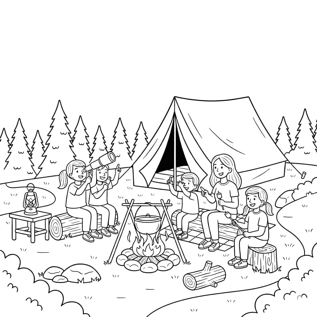 ระบายสี ภาพถ่ายการตั้งแคมป์ฟรี