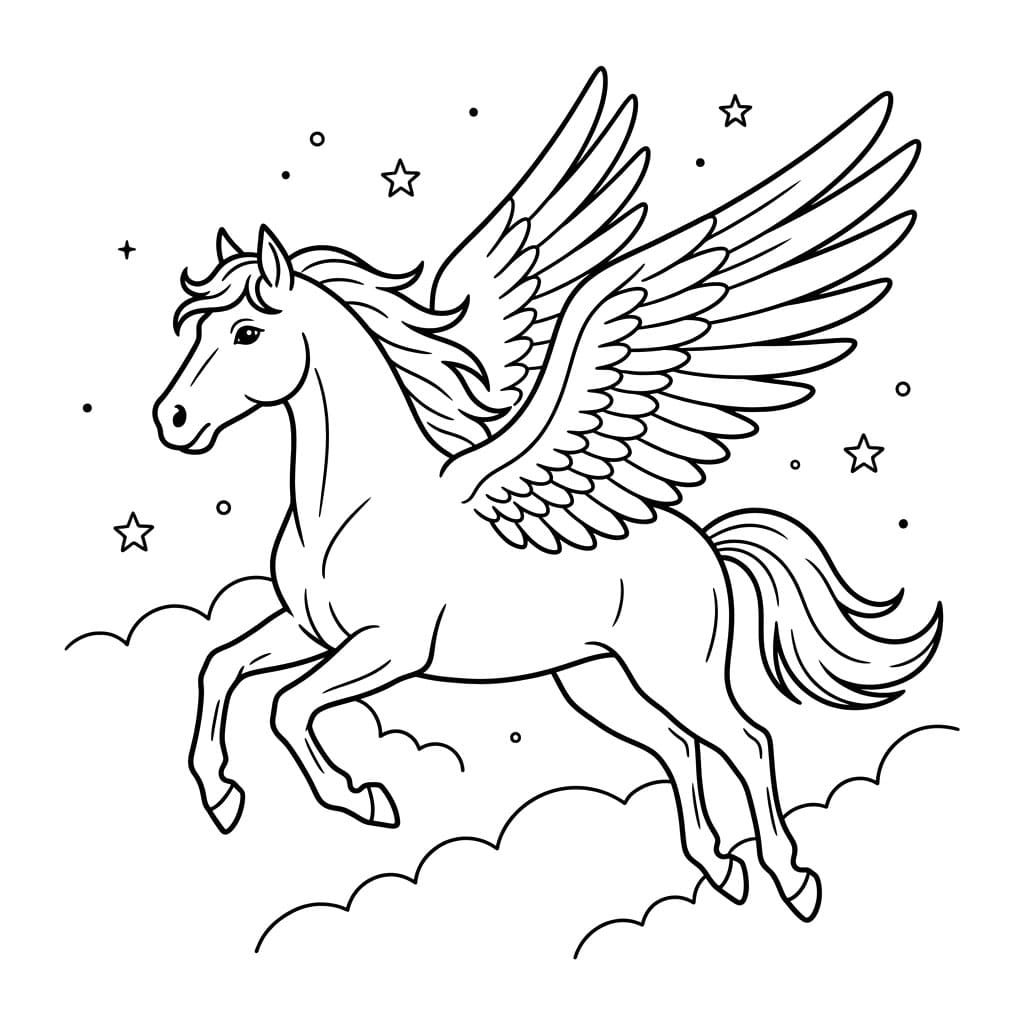 ระบายสี เพกาซัสกลางเมฆ