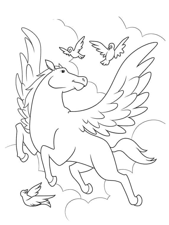 ระบายสี เพกาซัสและนก