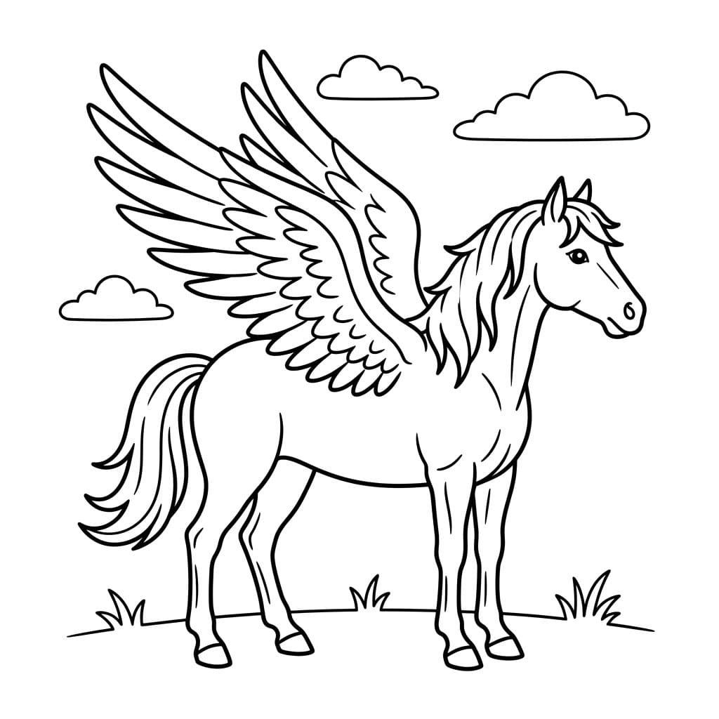 ระบายสี เพกาซัสทุ่งหญ้า