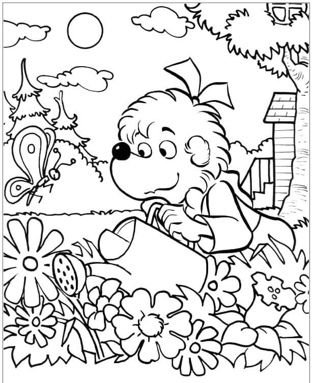 ระบายสี พี่สาวหมีรดน้ำสวน