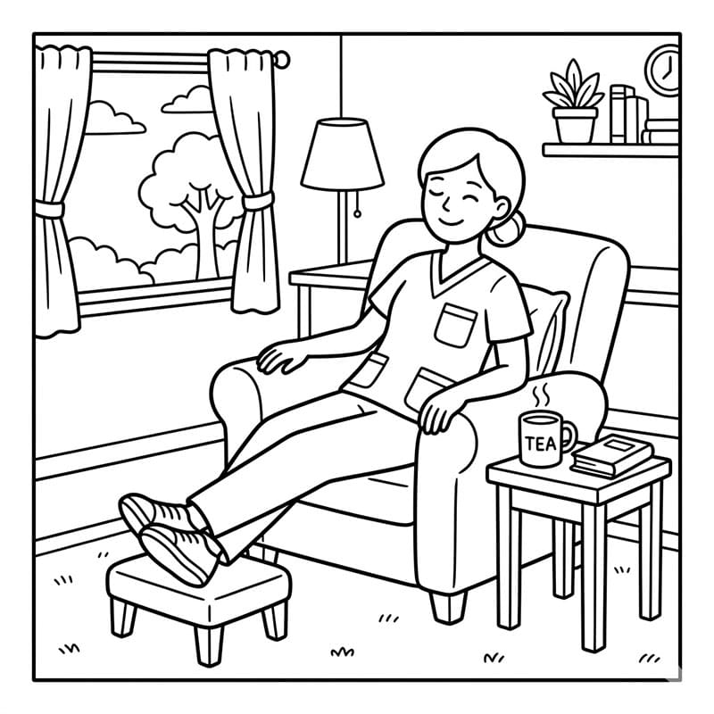 ระบายสี พยาบาลพักผ่อนหลังเลิกงาน