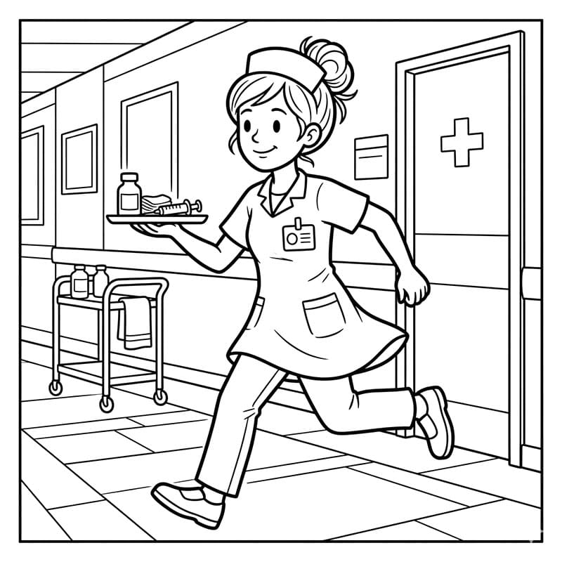 ระบายสี พยาบาลรีบช่วยผู้ป่วย