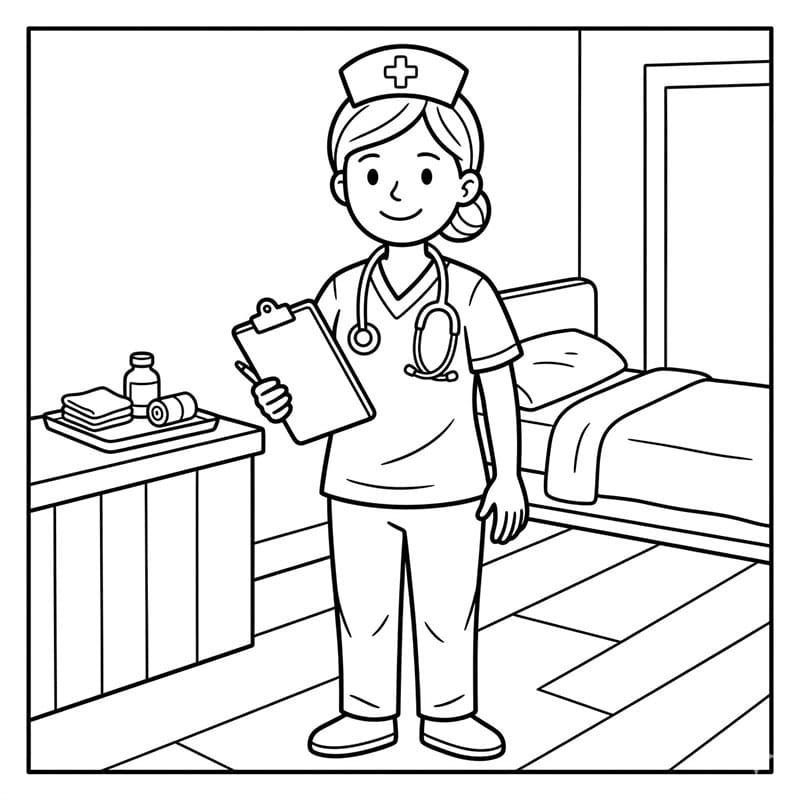 ระบายสี พยาบาลเตรียมอุปกรณ์