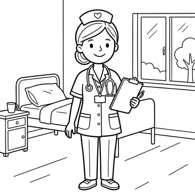 ระบายสี พยาบาลตรวจสุขภาพ
