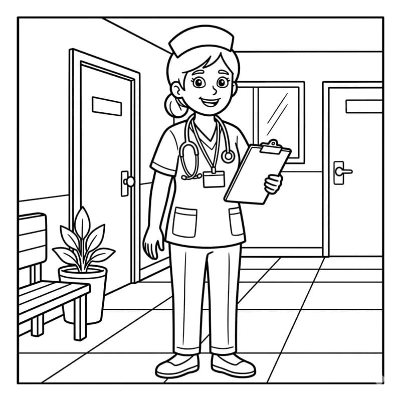 ระบายสี พยาบาลตรวจเอกสาร