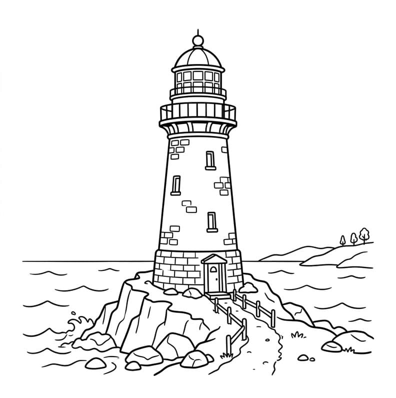 ระบายสี ประภาคารกลางโขดหิน