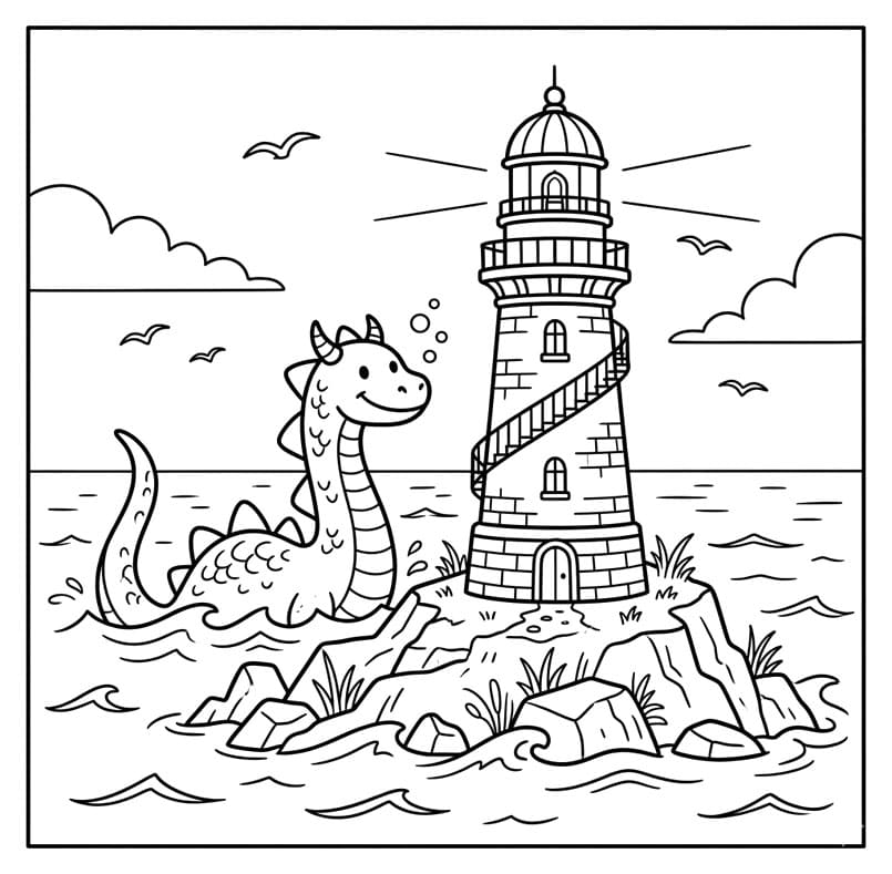 ระบายสี ประภาคารมังกรทะเล