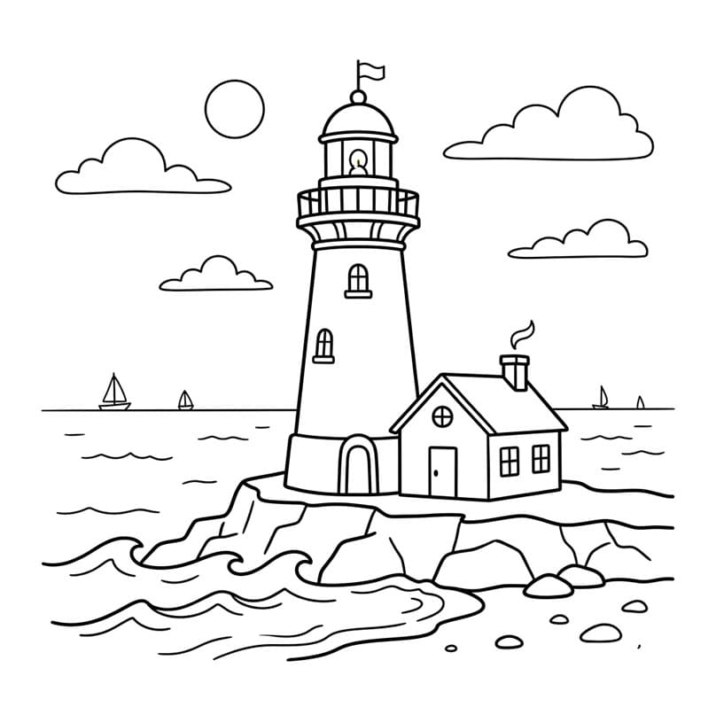 ระบายสี ประภาคารริมคลื่น