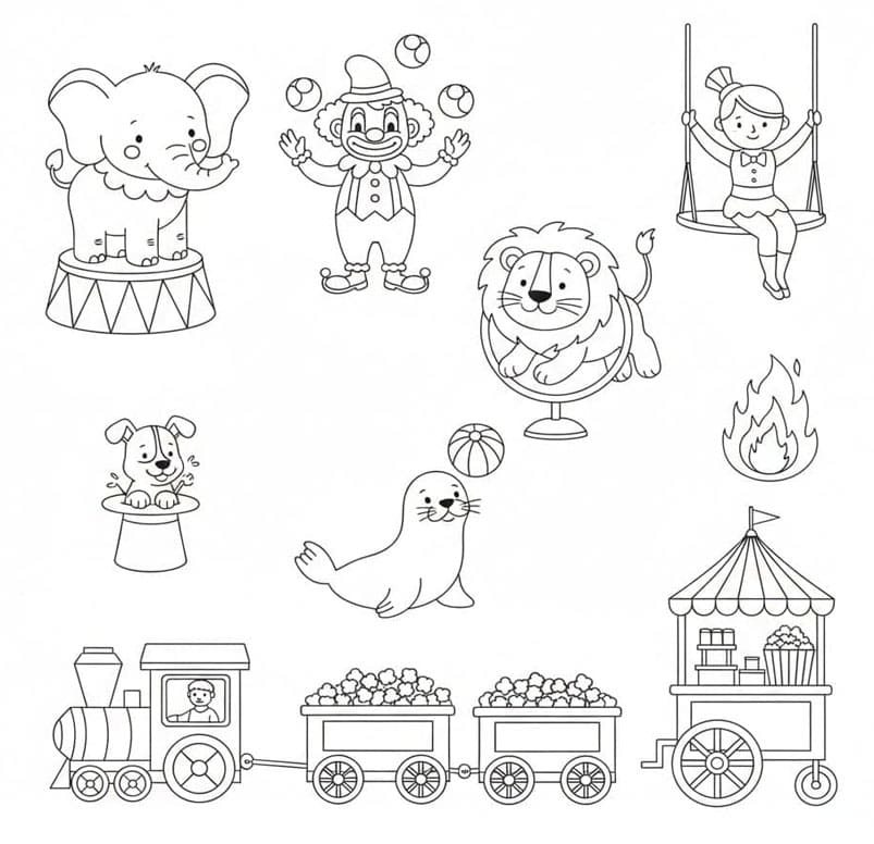 ระบายสี รถไฟคณะละครสัตว์น้อย