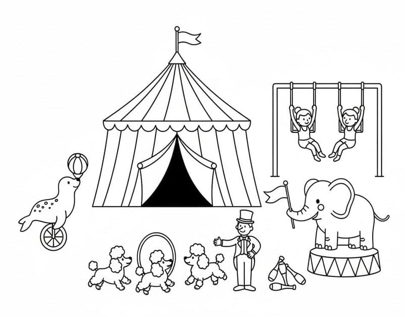 ระบายสี สัตว์เลี้ยงในคณะละครสัตว์