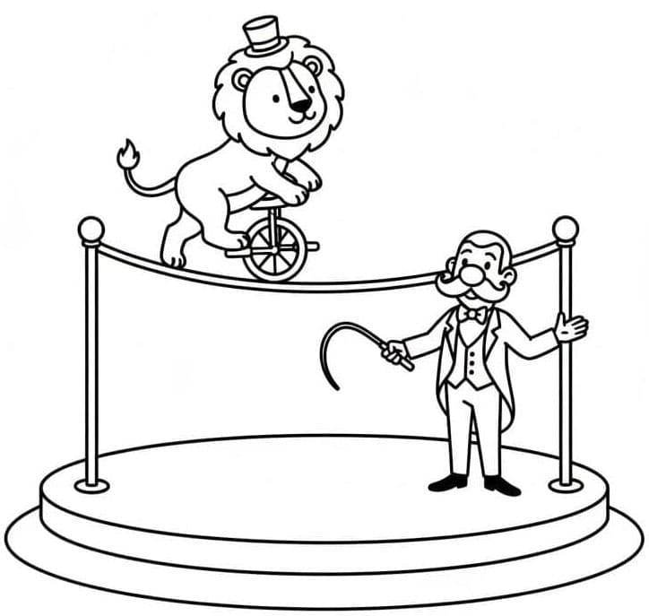 ระบายสี เสือกำลังสนุกสนานในคณะละครสัตว์