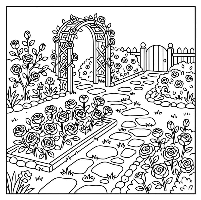 ระบายสี ซุ้มดอกไม้ในสวนโรแมนติก