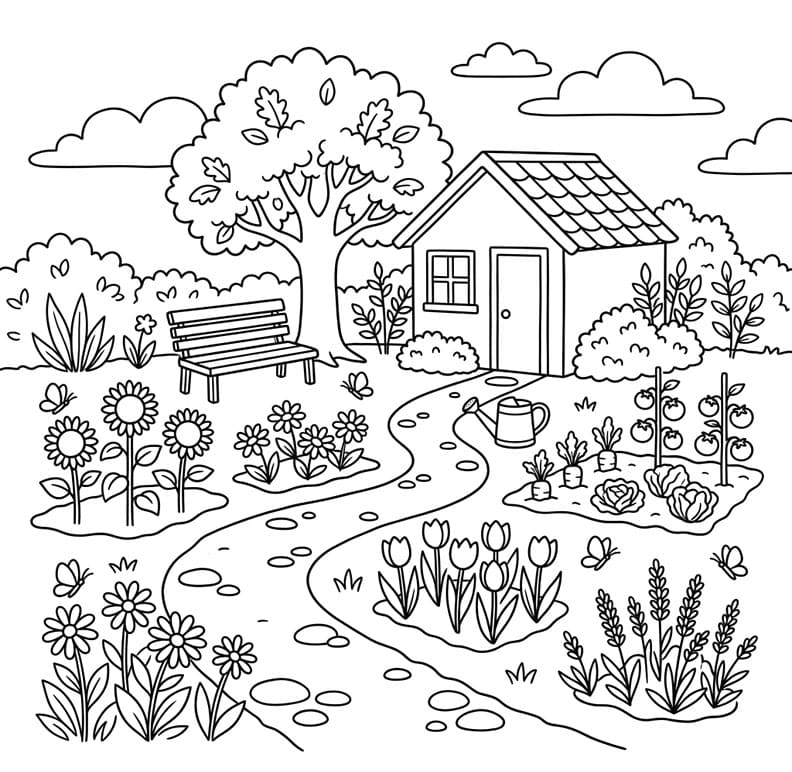 ระบายสี สวนชนบทกับทางคดเคี้ยว