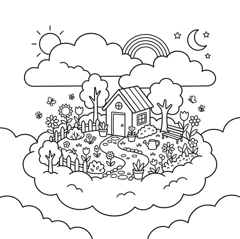 ระบายสี สวนลอยฟ้าท่ามกลางเมฆ