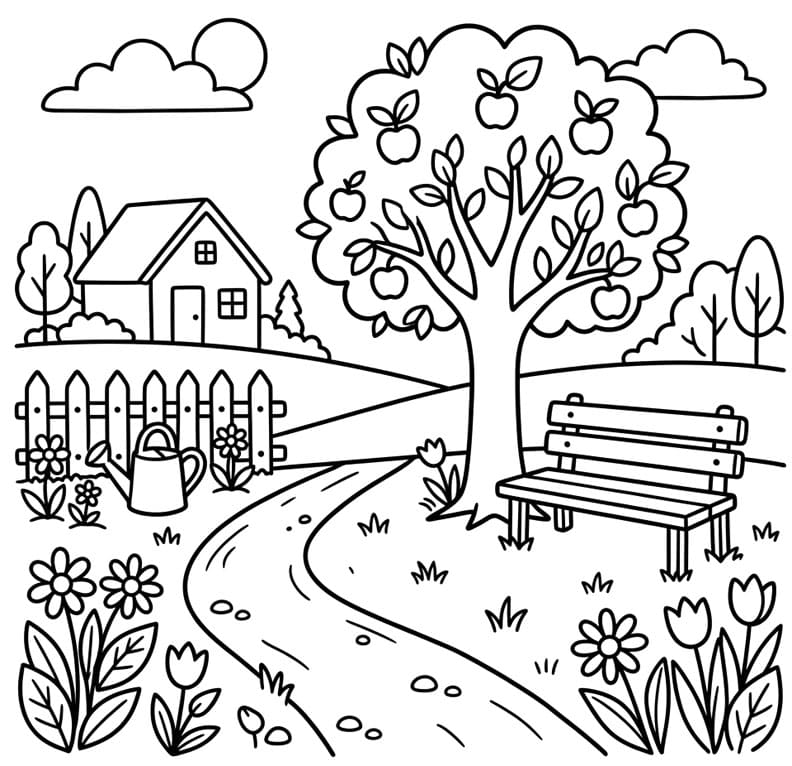 ระบายสี สวนเงียบสงบหน้าบ้าน