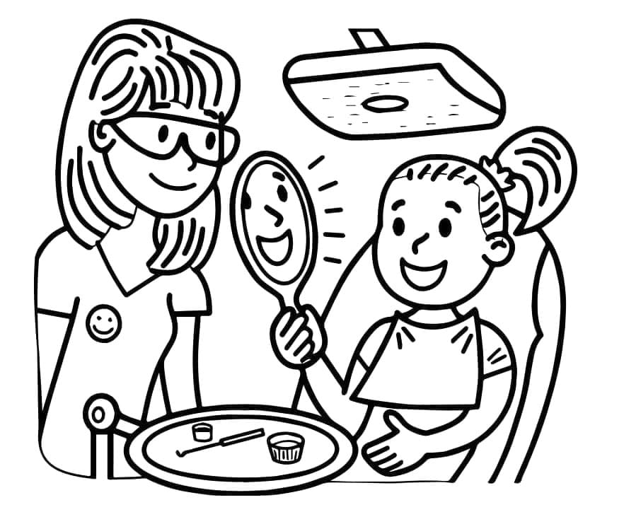 ระบายสี ทันตแพทย์และเด็กหญิง