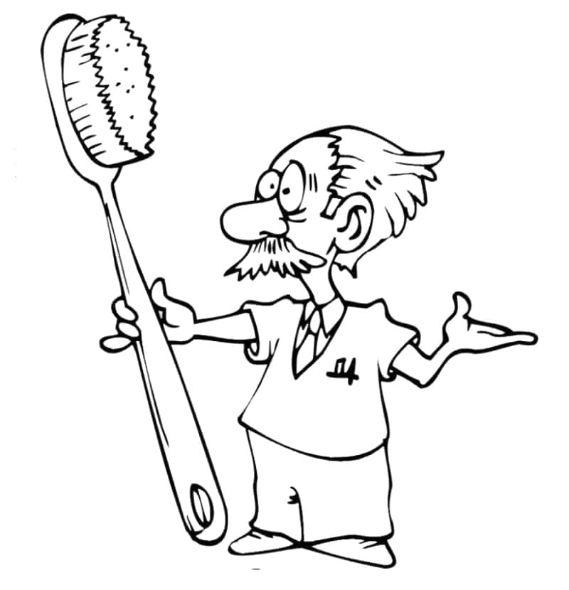 ระบายสี ทันตแพทย์และแปรงสีฟันอันใหญ่