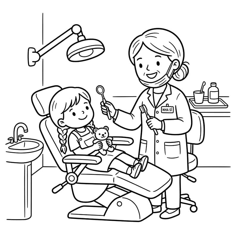 ระบายสี ทันตแพทย์ตรวจฟันเด็ก