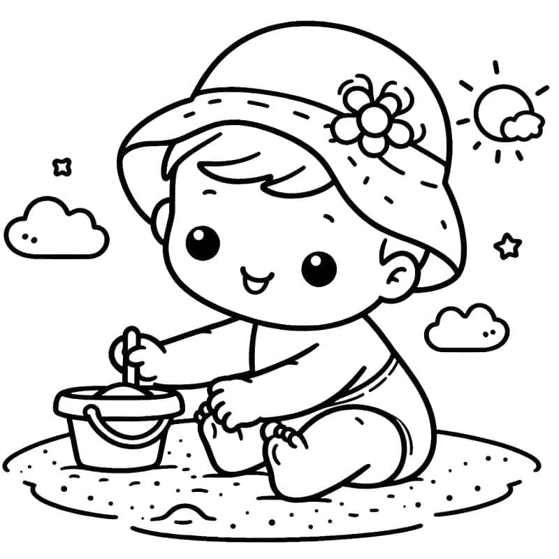 ระบายสี ทารก บนชายหาด