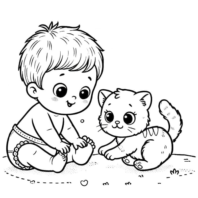 ระบายสี ทารก และลูกแมว